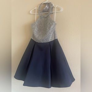 navy and silver homecoming dress